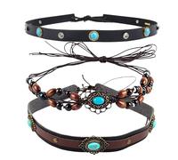 Lot de 3 bandeaux pour chapeaux de cowboy, bracelet turquoise occidental pour femme, bandeau de chapeau de cowgirl perles en cuir synthétique, accessoires de chapeau de cowboy, offrez à votre