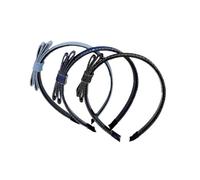 Lot de 3 bandeaux pour cheveux bleu denim, nœud simple avec dents antidérapantes