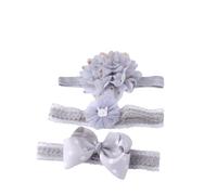 Lot de 3 bandeaux pour filles - Accessoires de cheveux mignons et doux - Accessoires de cheveux élastiques - Jolis bandeaux pour enfants - Pour bébés, nouveau-nés, petits et tout-petits - Gris B