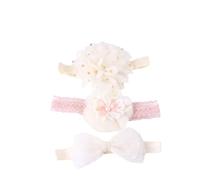 Lot de 3 bandeaux pour filles - Accessoires de cheveux mignons et doux - Accessoires de cheveux élastiques - Jolis bandeaux pour enfants - Pour bébés, nouveau-nés, petits et tout-petits - Blanc A