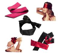 Lot de 3 bandeaux pour les yeux en satin de soie, masque pour les yeux pour jeux de sommeil, masque de sommeil en satin de soie, cadeau de Saint-Valentin 145 cm (noir, rouge, rose rouge)