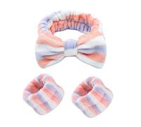 Lot de 3 Bandeaux Spa - Kit de Lavage Cosmétique - Élastique Doux - Bande en Peluche Corail - Portable - Imperméable - Papillon