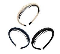 Lot de 3 bandeaux tressés avec dents de préhension pour femme - Pour le lavage du visage - Activité sportive - Confortable - Réglable - Accessoire de cheveux - Bandeau de gestion des cheveux