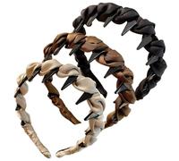 Lot de 3 bandeaux vintage à tête haute élégants antidérapants et décoratifs avec dents pour filles et femmes