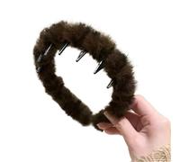 Lot de 3 bandeaux vintage avec perles artificielles Cranium pour fille Imprimé léopard d'hiver en peluche à dents antidérapantes (léopard foncé large)