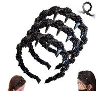 Lot de 3 bandeaux vintage en perles artificielles de cranium, 2025 en plastique ondulé avec dents, réversible, en zigzag, confortable et élégant, design double face pour femmes et filles (3 pièces