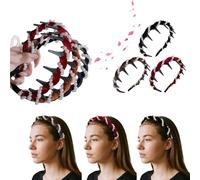 Lot de 3 bandeaux vintage en perles artificielles de cranium avec dents - Élégant bandeau de perles pour femmes et filles - Pour fête de mariage, soirée, fête - Taille M