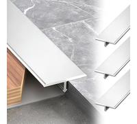 Lot de 3 bandes de transition coupables - Profil en T - Pour relier les joints de sol, seuils de porte et bandes de seuil de porte - Argenté - 20 mm