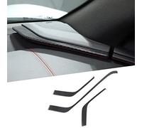 Lot de 3 bandes décoratives en fibre de carbone véritable pour tableau de bord compatible avec Chevrolet Corvette C8 Stingray 2020-2023, console centrale intérieure (noir)