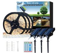 Lot de 3 bandes lumineuses solaires LED d'extérieur étanches IP67 de 50 m, 336 LED, 8 modes avec télécommande, rubans lumineux solaires et alimentés par USB pour extérieur, jardin, cour, patio, arbre