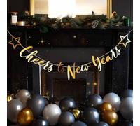 Lot de 3 bannières Cheers to New Year - Décoration en feuille d'or pour fête du Nouvel An, maison, bureau, événement, célébration de vacances, suspension murale festive, lettres scintillantes