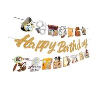 Lot de 3 bannières de fête détective anniversaire à suspendre pour détective fête décorations de fête mystérieuse top secret décorations de fête d'anniversaire accessoires de fête
