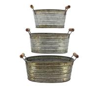 Lot de 3 baquets avec poignées en bois