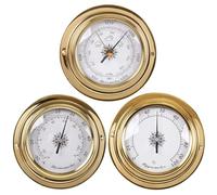 Lot de 3 baromètres, thermomètres, hygromètres, station météo analogique traditionnelle, baromètre de pêche en plein air, baromètre mural en laiton, pour les personnes qui aiment la voile (98 mm)