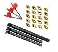 Lot de 3 barres d'alésage internes à 95 degrés pour inserts en carbure DCMT21.51 et DCMT070204, porte-outils S08K/S10K/S12M-SDUCR07 avec 20 inserts et clés T8