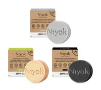 Lot de 3 barres de douche Niyok Natural Cosmetics comprenant un shampoing et un apr s-shampoing Green Touch 80 g et une barre nettoyante pour le