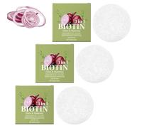 Lot de 3 barres de shampoing à l'oignon romarin - Shampoing à la biotine Onion - Savon pour cheveux - Shampoobar pour la croissance des cheveux - Nettoyage et hydratation en profondeur - Taille voyage