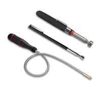 Lot de 3 barres magnétiques télescopiques - Outil puissant - Barre magnétique flexible - Aimant télescopique extensible - Aimants extra puissants pour ramasser de petites pièces et pièces de voiture
