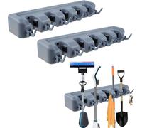 lot de 3 barres porte-balais 40cm support d'outils support de balais support de mop barre d'outils avec 6 crochets et 5 attaches rapides antidérapantes | Barre de rangement pour outils de jardin, serp