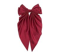 Lot de 3 barrettes à cheveux avec grand nœud - En satin soyeux - En tissu français - Avec long ruban - Pour femme - Pour mariage, banquet, quotidien - Bordeaux
