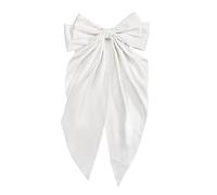 Lot de 3 barrettes à cheveux avec grand nœud - En satin soyeux - Pour femme - Pour mariage, banquet, quotidien - Blanc