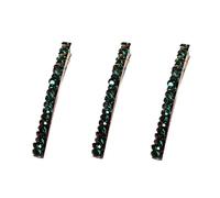 Lot de 3 barrettes à cheveux vertes brillantes avec strass et strass - Pour femmes et filles