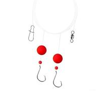 Lot de 3 bas de ligne pour perchoir pour sable et marais avec hameçons 1/0 et résistance d'essai de 15,9 kg (rouge)