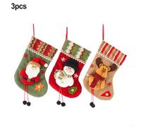 Lot de 3 bas de Noël personnalisés avec Père Noël, bonhomme de neige et renne, tissu doux avec grande ouverture et corde de suspension pour décoration saisonnière
