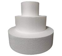 Lot de 3 bases rondes en polystyrène, Ø 15 - 25 - 35 cm, hauteur 10 cm, pour faux gâteaux d’anniversaire, baptême, naissance, communion, fêtes