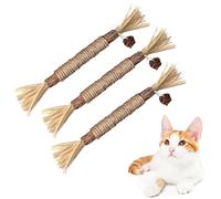 Lot de 3 bâtonnets à mâcher pour chat, jouets de dentition pour chaton, Silvervine naturelle, bâtonnet de nettoyage des dents pour chats d'intérieur, pour la dentition et la réduction du stress