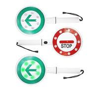 Lot de 3 bâtons d'avertissement bidirectionnel 16 LED pour sécurité routière | Bâton de sécurité alimenté par piles | Lumière clignotante à DEL | Panneau Stop and Go