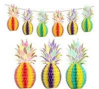 Lot de 3 bâtons de centre de table en forme d'ananas assemblés à paillettes Luau Tropical hawaïen pour centre de table d'anniversaire sur le thème des fruits, fête prénatale, fête d'anniversaire