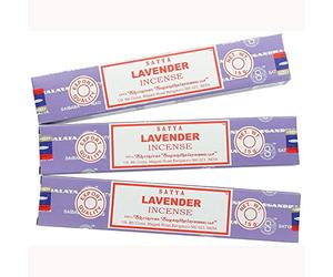 Lot de 3 bâtons d'encens LAVENDER Satya Nag Champa 15 g avec badge souvenir en effet sterling