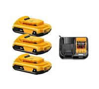 Lot de 3 Batteries au Lithium 20 V 2 Ah avec Chargeur, compatibles avec Les Outils DeWalt DCB184, DCB200, DCF892, DCF845, DCF850, DCF911, DCD800 et DCD805.