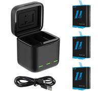 Lot De 3 Batteries Chargeur De Stockage+Cordon De Type C Pour Gopro Hero 9 Noir Avec Étui En Silicone Protection D'Écran Bouchon De Protection Petite Coque De Protection Pour Batte[GOP6253734]