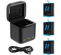 Lot De 3 Batteries Chargeur De Stockage+Cordon De Type C Pour Gopro Hero 9 Noir Avec Étui En Silicone Protection D'Écran Bouchon De Protection Petite Coque De Protection Pour Batterie Hero 9[Z1070]