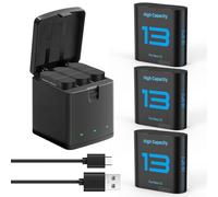 Lot de 3 batteries de rechange de 2800 mAh avec station de charge de type C à 3 canaux pour GoPro Hero 13