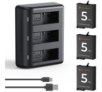 Lot de 3 batteries et chargeur Osmo Action 5 Pro/4/3 compatibles avec DJI Osmo Action 5 Pro, Osmo Action 4 et Osmo Action 3 2100mAh