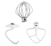Lot de 3 batteurs plats 4,5 à pintes (4, L), crochet pétrisseur K45WW, fouet 6 fils compatible avec les robots pâtissiers KitchenAid tête inclinable, en acier inoxydable