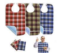 [Lot de 3] Bavoirs adultes pour femmes, hommes, personnes âgées, réutilisables pour manger, lavables et imperméables avec ramasse-miettes