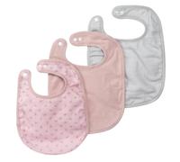 Lot de 3 bavoirs ajustables en coton bio lil planet rose pastel et gris argenté TU