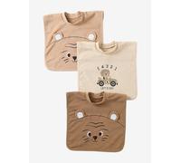 Lot de 3 bavoirs animaux à enfiler caramel TU