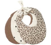 Lot de 3 bavoirs bébé en coton absorbant avec fermeture scratch pour les premiers repas beige, marron, noir TU