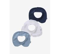 Lot de 3 bavoirs col fantaisie bleu ciel TU