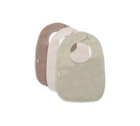 Jollein Beikost Lot de 3 bavoirs en éponge pour bébé - 100% coton - Avec fermeture - Lavable - Accessoires pour bébé - Sable/matcha/café laiteux