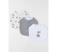 Lot de 3 bavoirs imprimé gorille en mousseline ecru TU