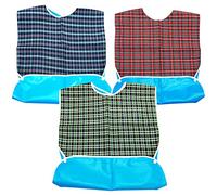 Lot de 3 bavoirs lavables pour adultes, pour personnes âgées, rouge, vert, bleu, bleu, L