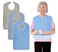 Lot de 3 bavoirs premium pour adultes, hommes et femmes, tissu diététique pour les personnes âgées et handicapées, protection de vêtements pour adultes, bavoir réglable pour collecte de débris