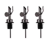 Lot de 3 becs automatiques d'acide de vin de fermeture - Distributeur d'huile en acier anti-fuite pour cuisines pubs - Ajustement générique - Couvercle anti-goutte - Scellage automatique des