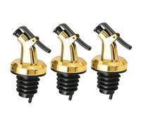 Lot de 3 becs verseurs dorés en plastique pour huile, vinaigre et spiritueux - Convient pour un diamètre intérieur de 2,3 cm - Avec capuchon de fermeture